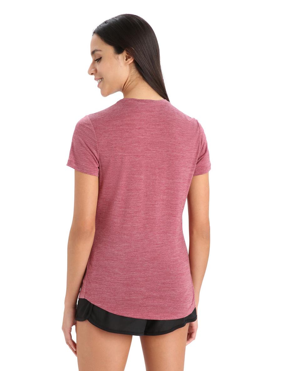 Cherry Heather Women's Icebreaker Merino Sphere II Short Sleeve T Shirts | USA 1567OKIR